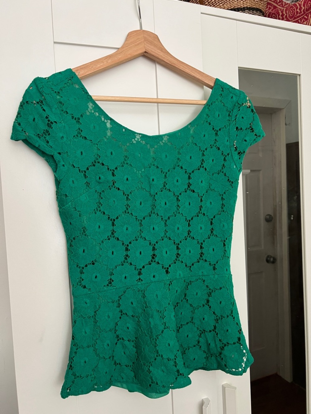 Green Lace Peplum Top